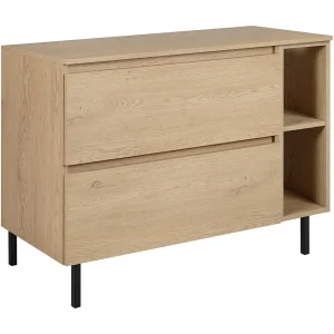 Badkamermeubel 100 cm (80+20) met bovenblad + meubelpoten, Kleur: Licht eiken, 100 x 80,7 x 46 cm