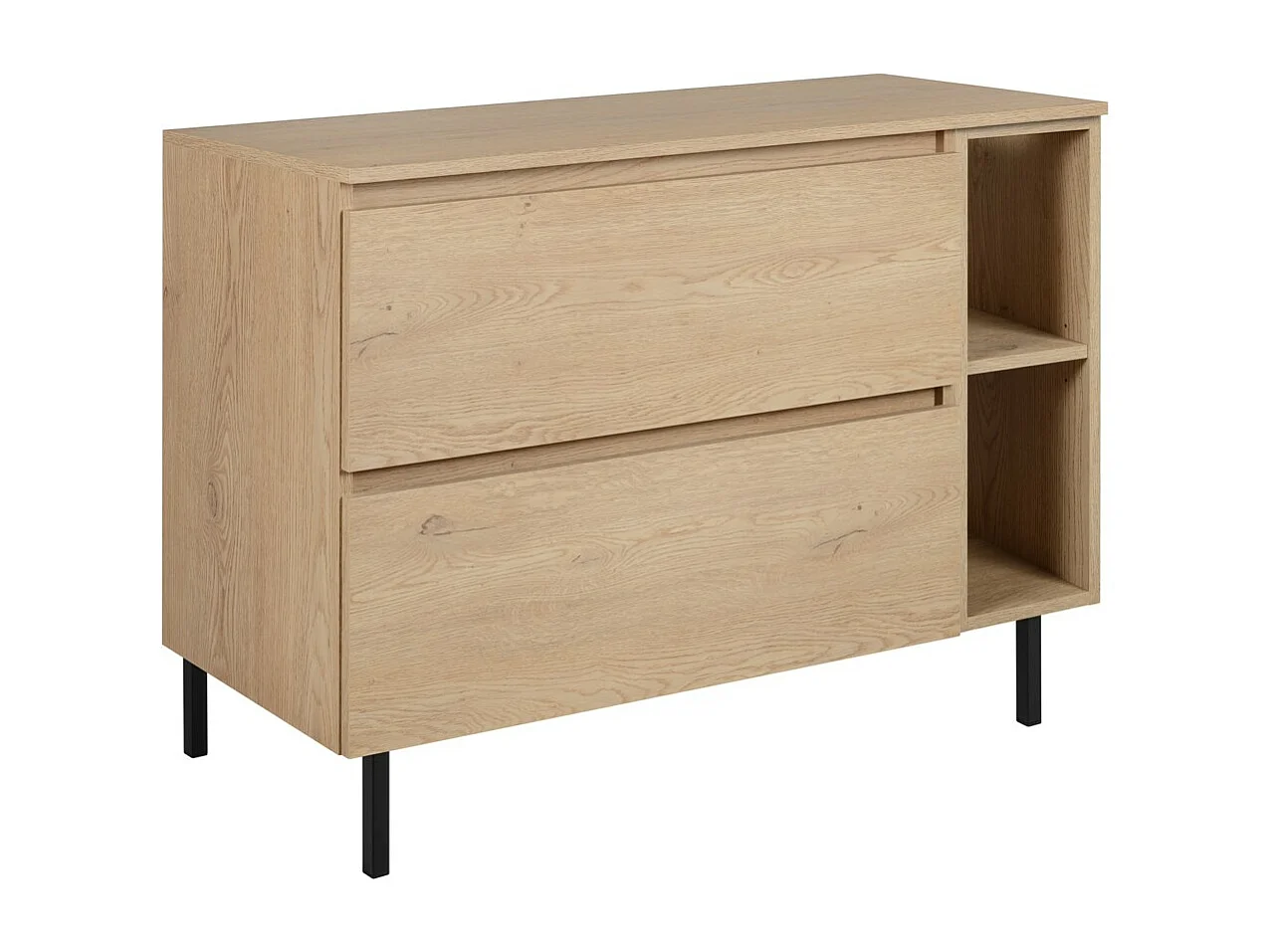 Badkamermeubel 100 cm (80+20) met bovenblad + meubelpoten, Kleur: Licht eiken, 100 x 80,7 x 46 cm