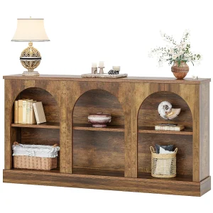 160 cm lange consoletafel in rustieke stijl met 3 opbergvakken, bruin 160 cm lange consoletafel in rustieke stijl met 3 opbergvakken, bruin