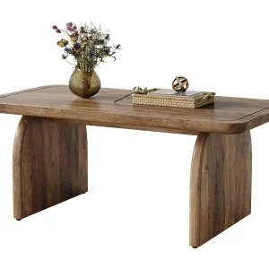 120 cm rechthoekige houten salontafel voor de woonkamer, salontafel in rustieke stijl met stevig onderstel en afgeronde hoeken 120 cm rechthoekige houten salontafel voor de woonkamer, salontafel in rustieke stijl met stevig onderstel en afgeronde hoeken