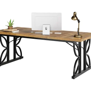 180 cm directiebureau, groot computerbureau met stevig metalen frame