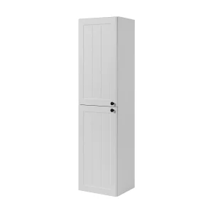 Klassieke badkamerkast, wit, 35 x 136 x 27 cm, zwarte handgreep