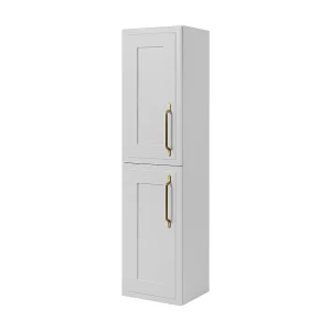 Badkamerkast, wit, 35 x 136 x 27 cm, gouden handgreep
