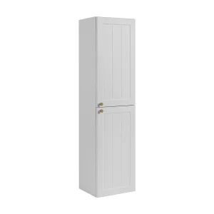 Klassieke badkamerkast, wit, 35 x 136 x 27 cm, gouden handgreep