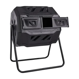 43 Gal Dual Chamber Composter SucceBuy, Roterende Trommel met Schuifdeuren 43 Gal Dual Chamber Composter SucceBuy, Roterende Trommel met Schuifdeuren