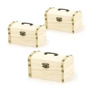 3 houten piratenkisten om te decoreren 8 x 8 x 13 cm