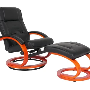 Aprilia relaxfauteuil met kruk,  zwart