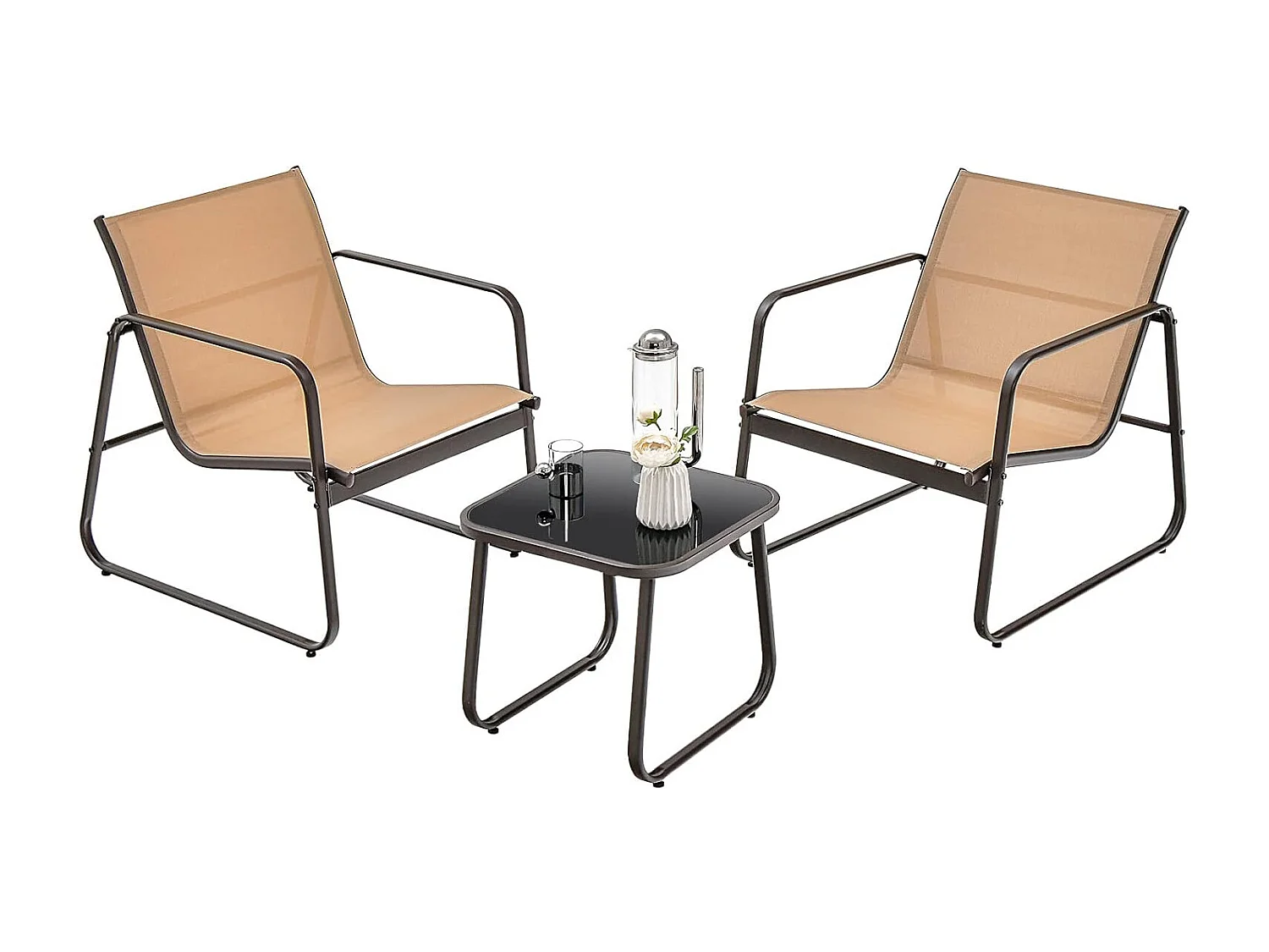 3-delige tuinmeubelset, balkonset met 2 stoelen en tafel, balkonmeubels met ademende stof, terrasmeubels, tuingarnituur, zitgroep voor terras, balkon ZB33261