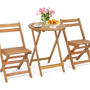 3-delige bistroset inklapbaar, 2 tuinstoelen en bijzettafel, acaciahout, balkonset, zitmeubel, tuinset, zitgroep, tuinmeubelen voor tuin, balkon 3-delige bistroset inklapbaar, 2 tuinstoelen en bijzettafel, acaciahout, balkonset, zitmeubel, tuinset, zitgroep, tuinmeubelen voor tuin, balkon