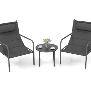 Balkonmeubelset, 3-delig, tuinmeubelset met 2 stoelen en tafel, balkonset met ademende zitstof, terrasmeubels, tuinset, zitgroep voor tuin, balkon, terras ZB33800