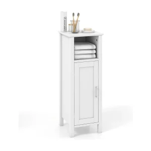 Badkamerkast, badkamermeubel met open vak, kastdeur & verstelbare plank, zijkast, opbergkast voor badkamer, woonkamer, wit, 30 x 30 x 80 cmTI83308