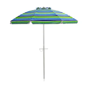 182cm strandparaplu met zandanker, Patio paraplu met drukknop kantel & UPF 50 + bescherming, draagbare parasol met draagtas voor tuin,buiten (Groen + blauw)ZB34460 182cm strandparaplu met zandanker, Patio paraplu met drukknop kantel & UPF 50 + bescherming, draagbare parasol met draagtas voor tuin,buiten (Groen + blauw)ZB34460