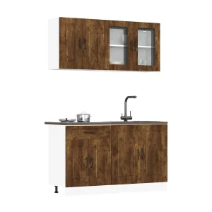 4-delige Keukenkastenset Kalmar bewerkt hout gerookt eiken 4-delige Keukenkastenset Kalmar bewerkt hout gerookt eiken