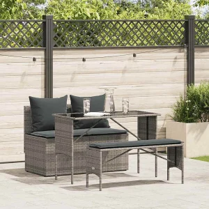 3-delige Tuinset met kussens poly rattan grijs 3-delige Tuinset met kussens poly rattan grijs