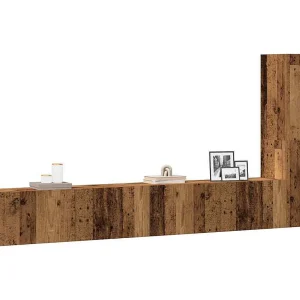 3-delig Tv-meubelset wandmontage bewerkt hout oud houtkleurig 3-delig Tv-meubelset wandmontage bewerkt hout oud houtkleurig