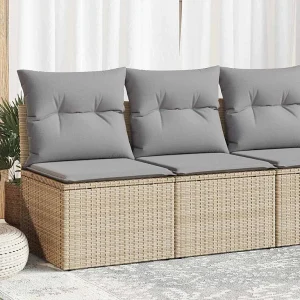 2-delige Loungeset met kussens poly rattan acacia beige 2-delige Loungeset met kussens poly rattan acacia beige