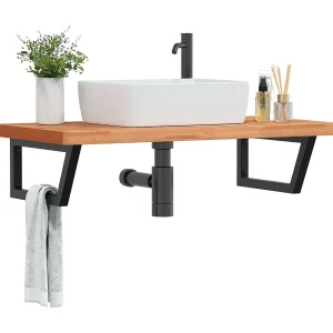 Badkamer wandschap staal en massief beukenhout Badkamer wandschap staal en massief beukenhout