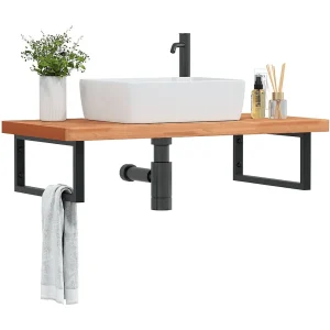 Badkamer wandschap staal en massief beukenhout