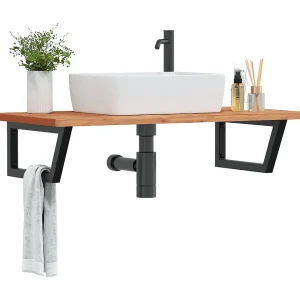 Badkamer wandschap staal en massief beukenhout