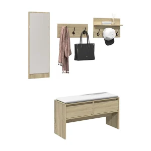 4-delige Garderobe set bewerkt hout sonoma eikenkleurig 4-delige Garderobe set bewerkt hout sonoma eikenkleurig