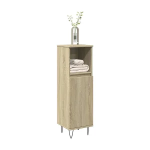 Badkamerkast 30x30x100 cm bewerkt hout sonoma eikenkleurig