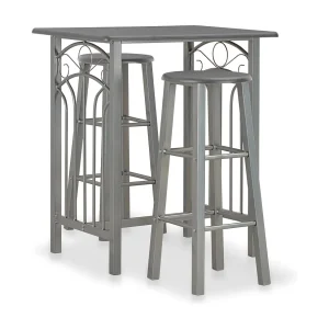 3-delige Barset hout en staal antraciet 3-delige Barset hout en staal antraciet