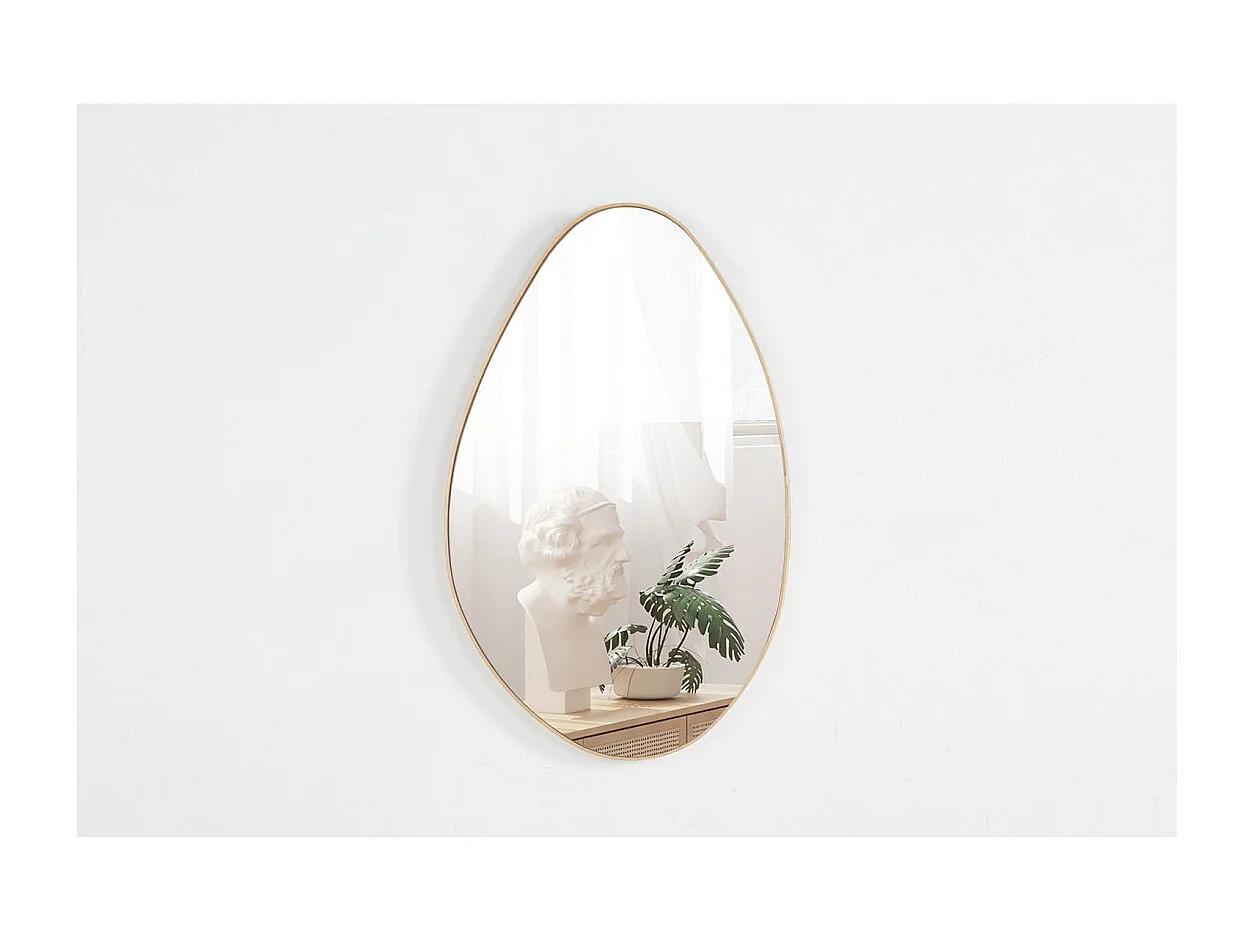 Asymmetrische spiegel NARA – 50x80 cm – Afwerking verouderde eik – MDF met houtdecor – Organisch en modern design