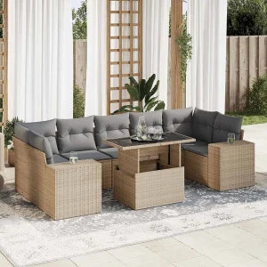 8-delige Loungeset met kussens poly rattan beige 8-delige Loungeset met kussens poly rattan beige