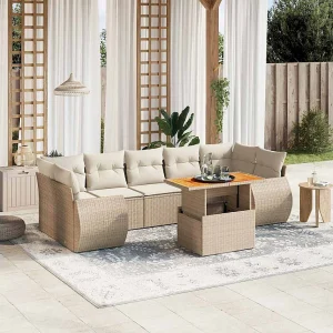 8-delige Loungeset met kussens poly rattan beige 8-delige Loungeset met kussens poly rattan beige