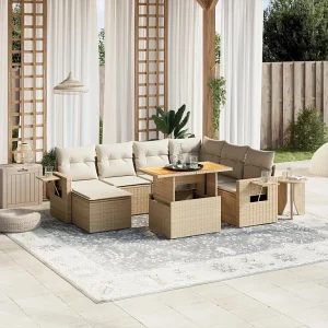 8-delige Loungeset met kussens poly rattan beige 8-delige Loungeset met kussens poly rattan beige