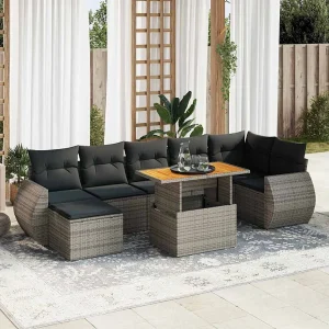 8-delige Loungeset met kussens poly rattan grijs 8-delige Loungeset met kussens poly rattan grijs