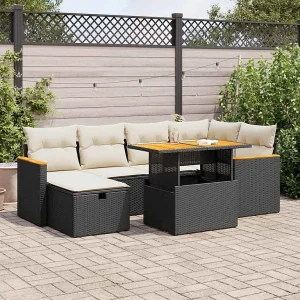 8-delige Loungeset met kussens poly rattan zwart 8-delige Loungeset met kussens poly rattan zwart