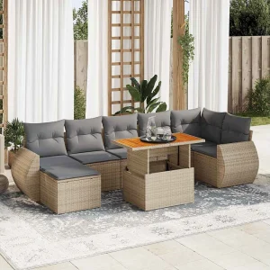 8-delige Loungeset met kussens poly rattan beige 8-delige Loungeset met kussens poly rattan beige