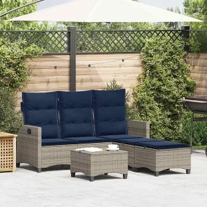 3-delige Tuinbankstel met kussens L-vormig poly rattan grijs 3-delige Tuinbankstel met kussens L-vormig poly rattan grijs