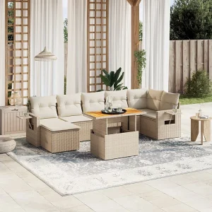 8-delige Loungeset met kussens poly rattan beige 8-delige Loungeset met kussens poly rattan beige