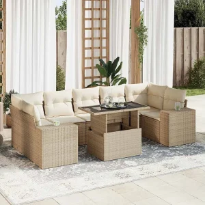 8-delige Loungeset met kussens poly rattan beige 8-delige Loungeset met kussens poly rattan beige