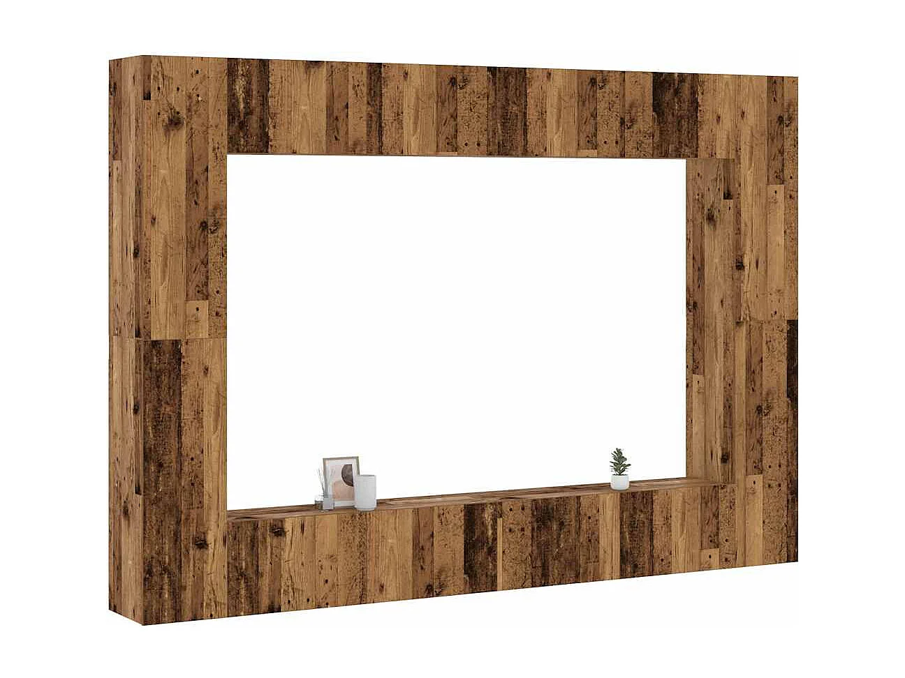 8-delig Tv-meubelset wandmontage bewerkt hout oud houtkleurig