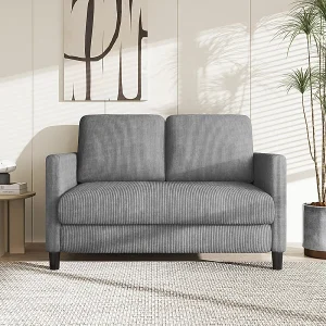 2-zits comfortabele bank in geribbel fluweel Grijs – 58cm zitdiepte – max. belasting 300kg – 129x78x89cm 2-zits comfortabele bank in geribbel fluweel Grijs – 58cm zitdiepte – max. belasting 300kg – 129x78x89cm