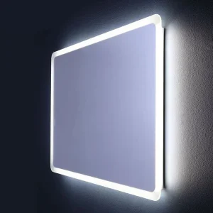 Afgeronde LED badkamerspiegel "Dallas" met verlicht frame cm 90x60h Afgeronde LED badkamerspiegel "Dallas" met verlicht frame cm 90x60h