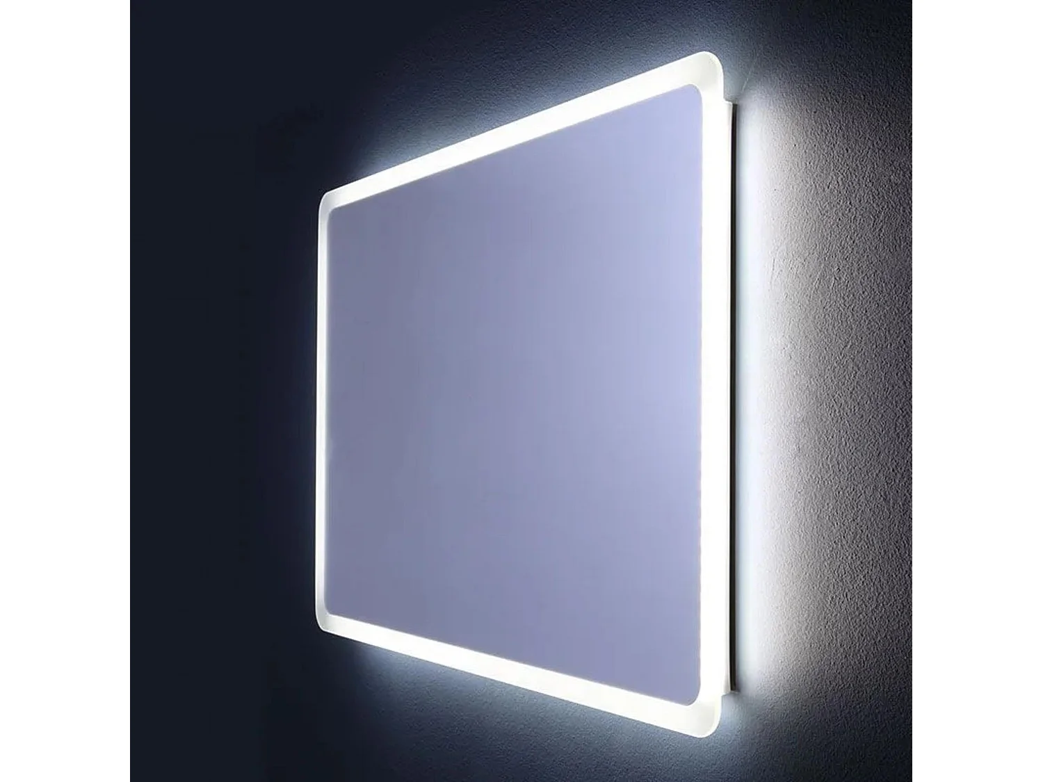 Afgeronde LED badkamerspiegel "Dallas" met verlicht frame cm 90x60h