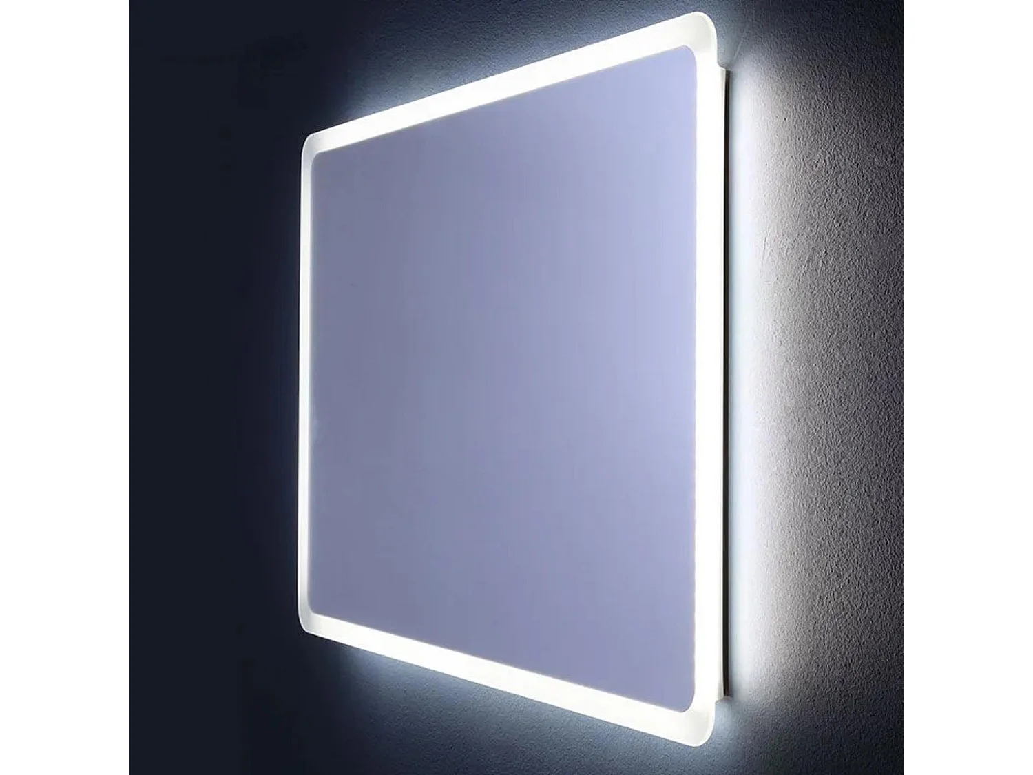 Afgeronde LED badkamerspiegel "Dallas" met verlicht frame cm 60x60h