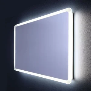Afgeronde LED badkamerspiegel "Dallas" met verlicht frame cm 120x60h