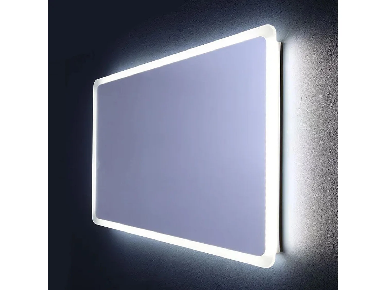 Afgeronde LED badkamerspiegel "Dallas" met verlicht frame cm 120x60h