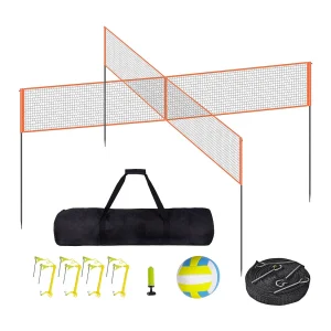 Badmintonnet, SucceBuy 4-positie Verstelbaar Volleybalnetset met Bal en Tas Badmintonnet, SucceBuy 4-positie Verstelbaar Volleybalnetset met Bal en Tas