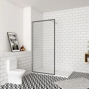 80x195cm inloopdouche-douchecabine,8 mm mat zwart kader en raste gehard glas,eenvoudig te reinigen,antikalk,stabilisatiestang 140cm (snijdbaar),glanzend chroom 80x195cm inloopdouche-douchecabine,8 mm mat zwart kader en raste gehard glas,eenvoudig te reinigen,antikalk,stabilisatiestang 140cm (snijdbaar),glanzend chroom