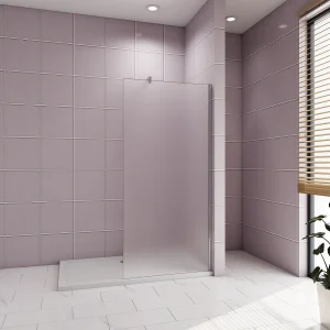 140x195cm Douchewand inloopdouche,10mm dik mat gehard glas met explosieveilige folie,stabilisatiestang 90cm (snijdbaar),glanzend chroom profiel