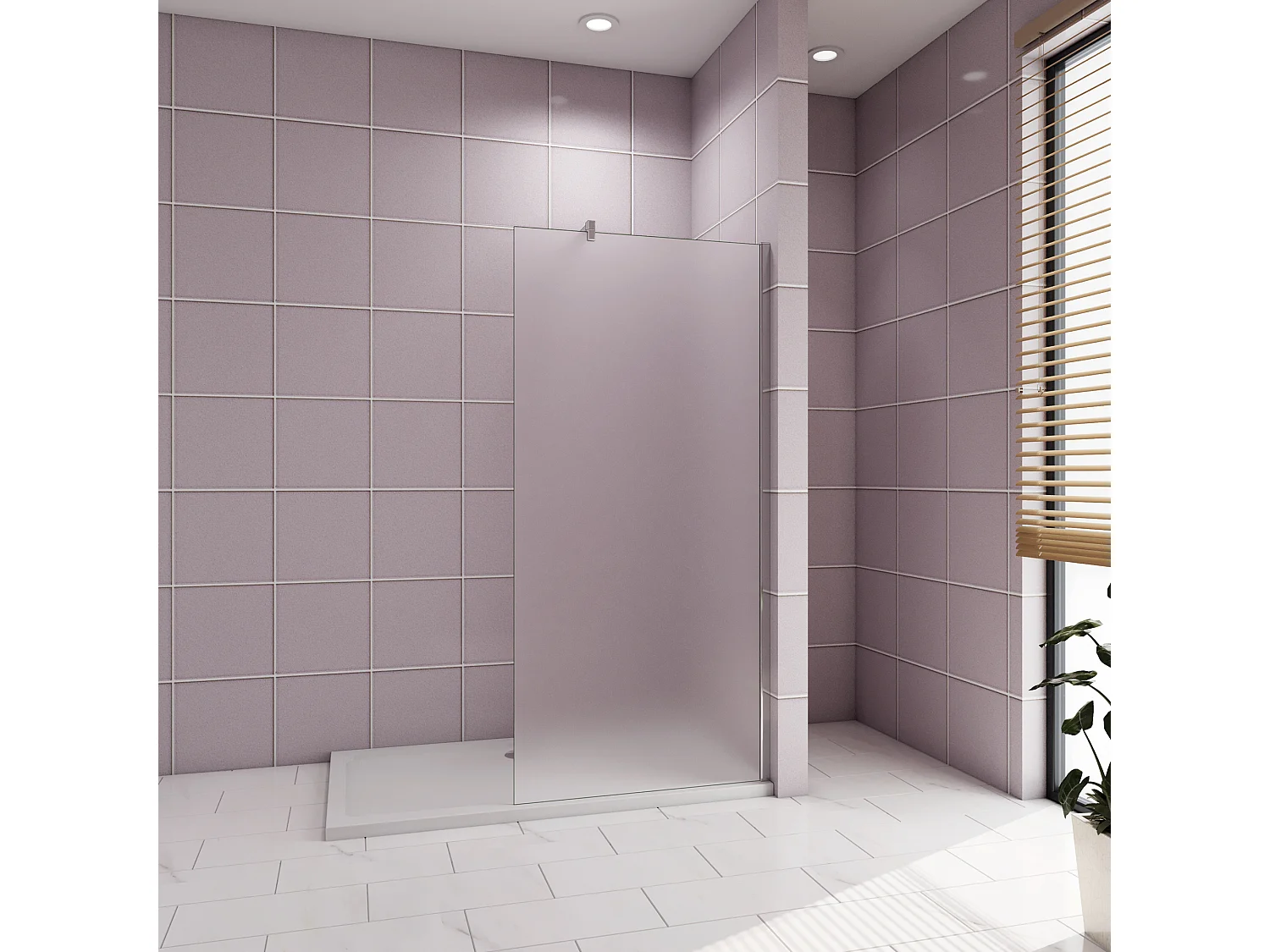 100x195cm Douchewand inloopdouche,10mm dik mat gehard glas met explosieveilige folie,stabilisatiestang 140cm (snijdbaar),glanzend chroom profiel