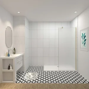 70x195cm Douchewand inloopdouche,10mm dik mat gehard glas met explosieveilige folie,stabilisatiestang 140cm (snijdbaar),gouden profiel. 70x195cm Douchewand inloopdouche,10mm dik mat gehard glas met explosieveilige folie,stabilisatiestang 140cm (snijdbaar),gouden profiel.