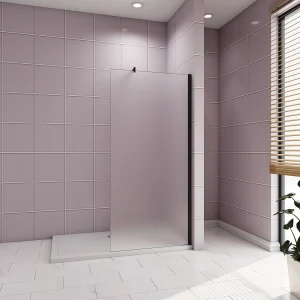 100x195cm Douchewand inloopdouche,10mm dik mat gehard glas met explosieveilige folie,stabilisatiestang 70-120cm (verstelbaar),mat zwart aluminium profiel.