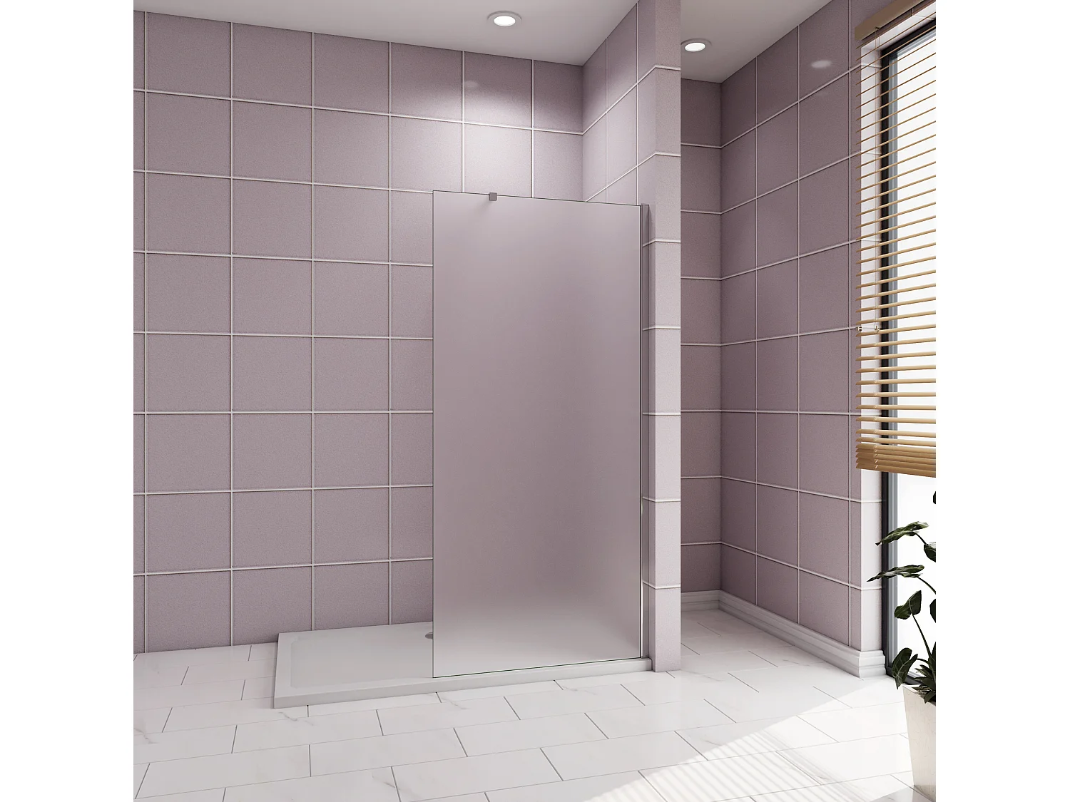 100x195cm Douchewand inloopdouche,10mm dik mat gehard glas met explosieveilige folie,stabilisatiestang 73-120cm (verstelbaar),glanzend chroom profiel